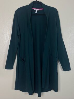 Isaac Mizrahi Live Dark green Open-Front Long Cardigan